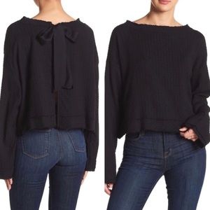 Free People Walking in Hueco black crop sweater